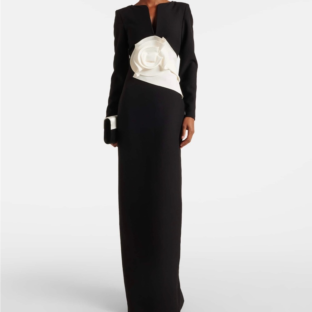 Roland Mouret Floral-appliqué crepe gown